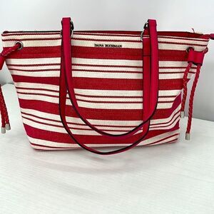 Dana Buchman raspberry striped shoulder bag